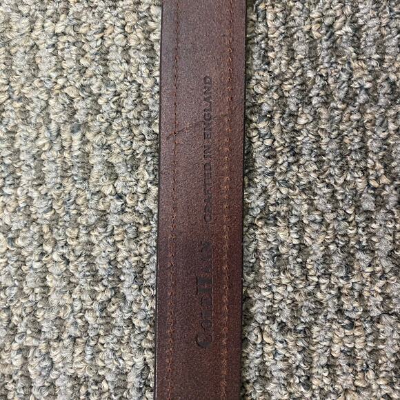 Cole Haan Brown Leather Belt Crafted in England Silver Buckle - Picture 4 of 8